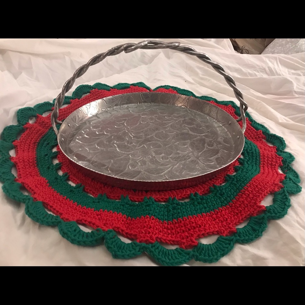 Mid Century Hammered Aluminum serving Tray